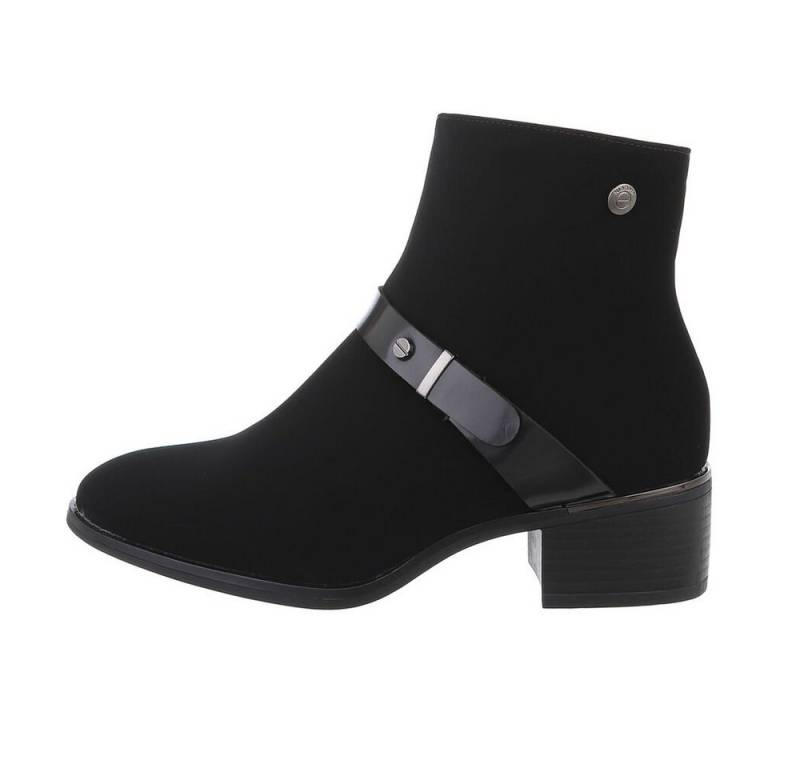 Ital-Design Damen Elegant Stiefelette Blockabsatz Klassische Stiefeletten in Schwarz von Ital-Design