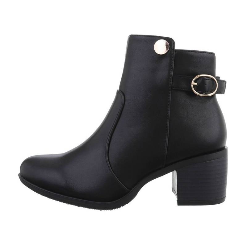 Ital-Design Damen Elegant Stiefelette Blockabsatz Klassische Stiefeletten in Schwarz von Ital-Design