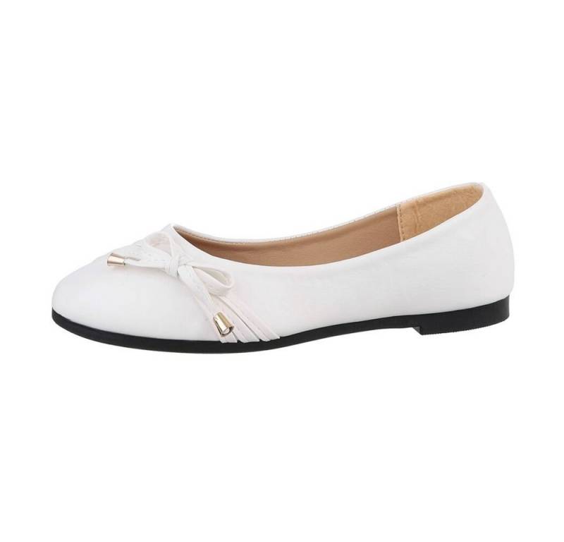 Ital-Design Damen Freizeit Ballerina (85894106) Blockabsatz Klassische Ballerinas in Weiß von Ital-Design