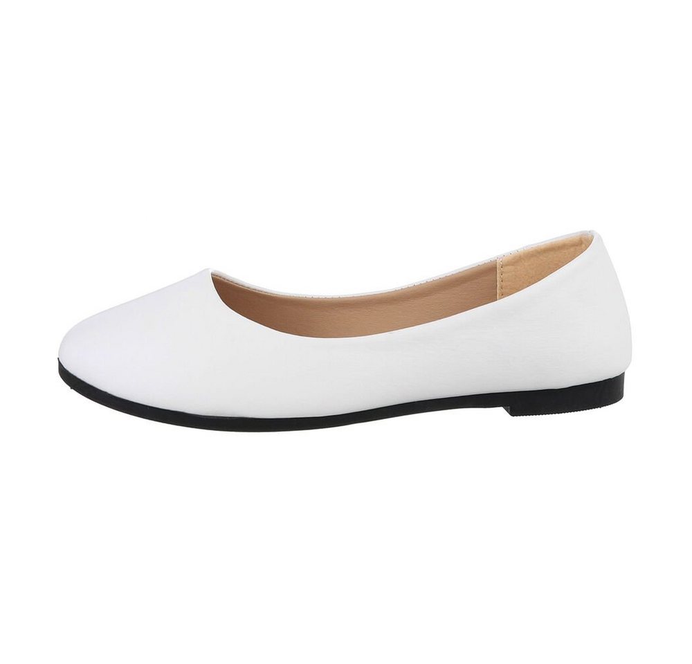 Ital-Design Damen Freizeit Ballerina (85894254) Blockabsatz Klassische Ballerinas in Weiß von Ital-Design