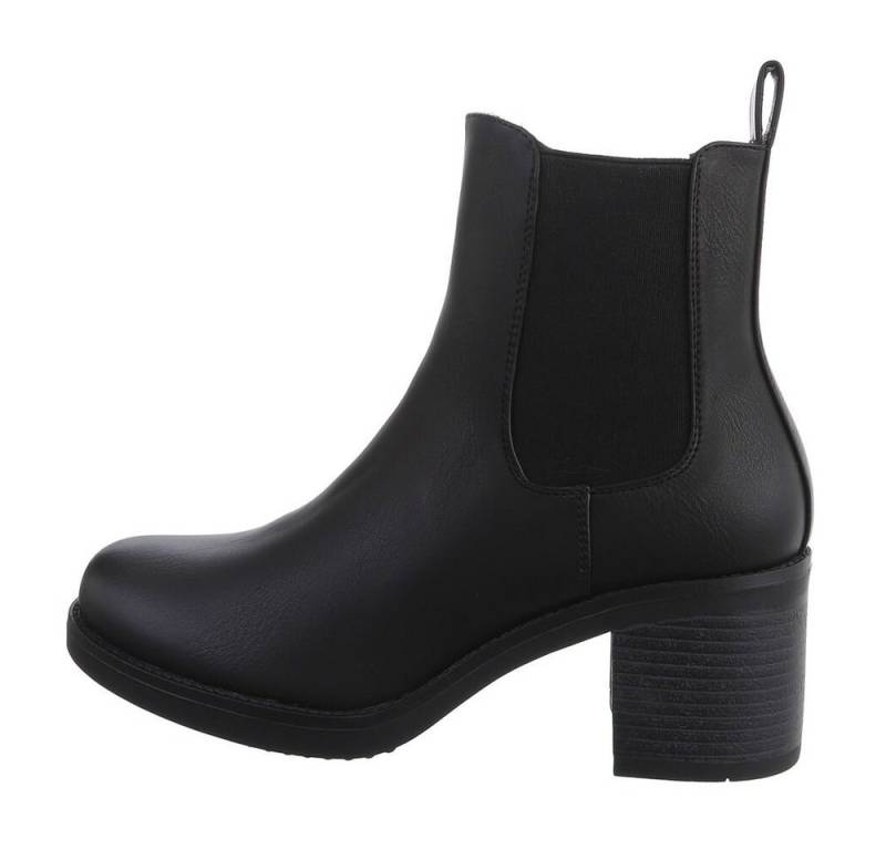 Ital-Design Damen Freizeit Chelseaboots Blockabsatz Klassische Stiefeletten in Schwarz von Ital-Design