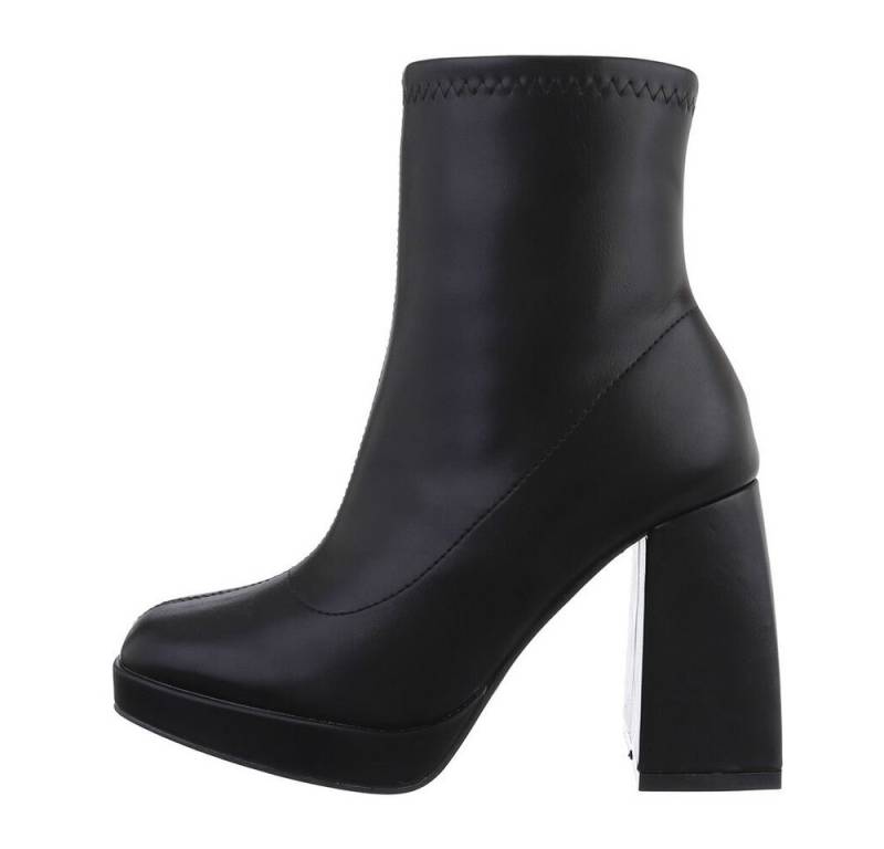 Ital-Design Damen Freizeit High-Heel-Stiefelette (81409827) Blockabsatz High-Heel Stiefeletten in Schwarz von Ital-Design