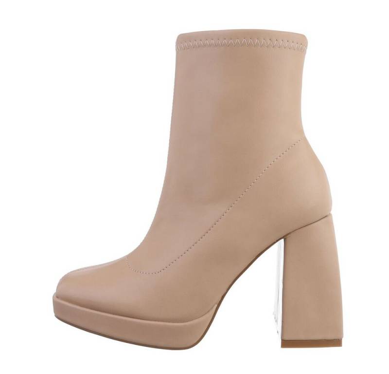 Ital-Design Damen Freizeit High-Heel-Stiefelette (81409837) Blockabsatz High-Heel Stiefeletten in Altrosa von Ital-Design