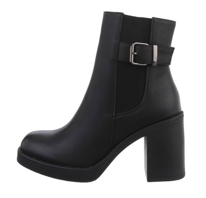 Ital-Design Damen Freizeit High-Heel-Stiefelette (81775149) Blockabsatz High-Heel Stiefeletten in Schwarz von Ital-Design