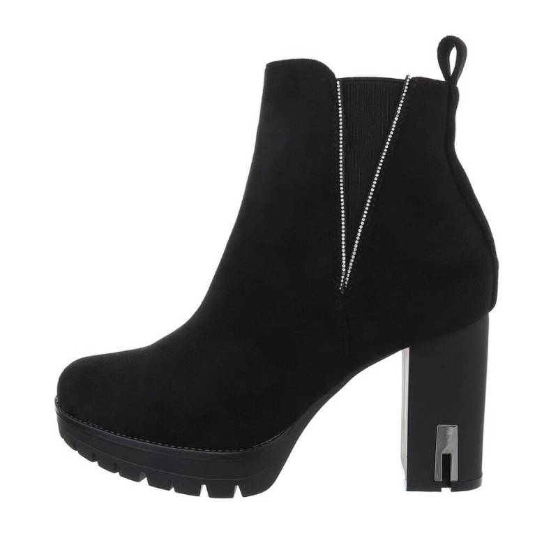 Ital-Design Damen Freizeit High-Heel-Stiefelette (84556942) Blockabsatz High-Heel Stiefeletten in Schwarz von Ital-Design