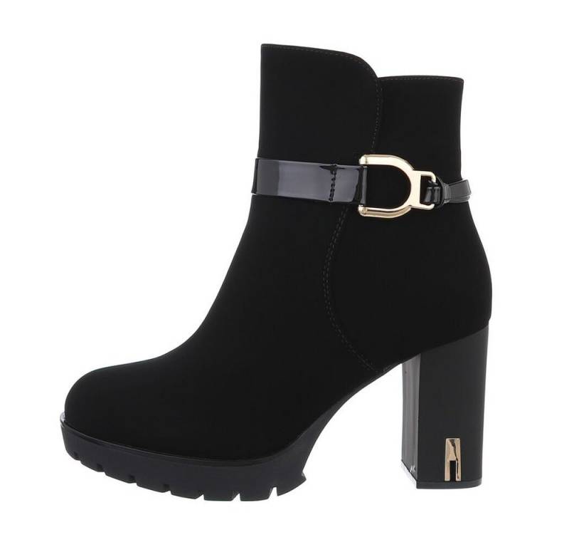 Ital-Design Damen Freizeit High-Heel-Stiefelette (84556966) Blockabsatz High-Heel Stiefeletten in Schwarz von Ital-Design
