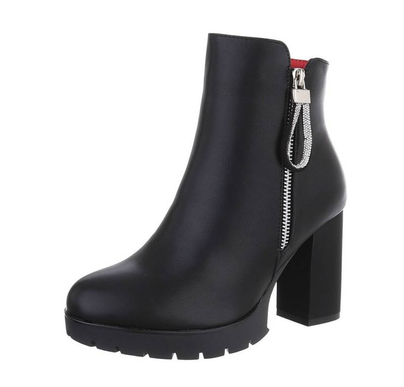 Ital-Design Damen Freizeit High-Heel-Stiefelette (87108547) Blockabsatz High-Heel Stiefeletten in Schwarz von Ital-Design