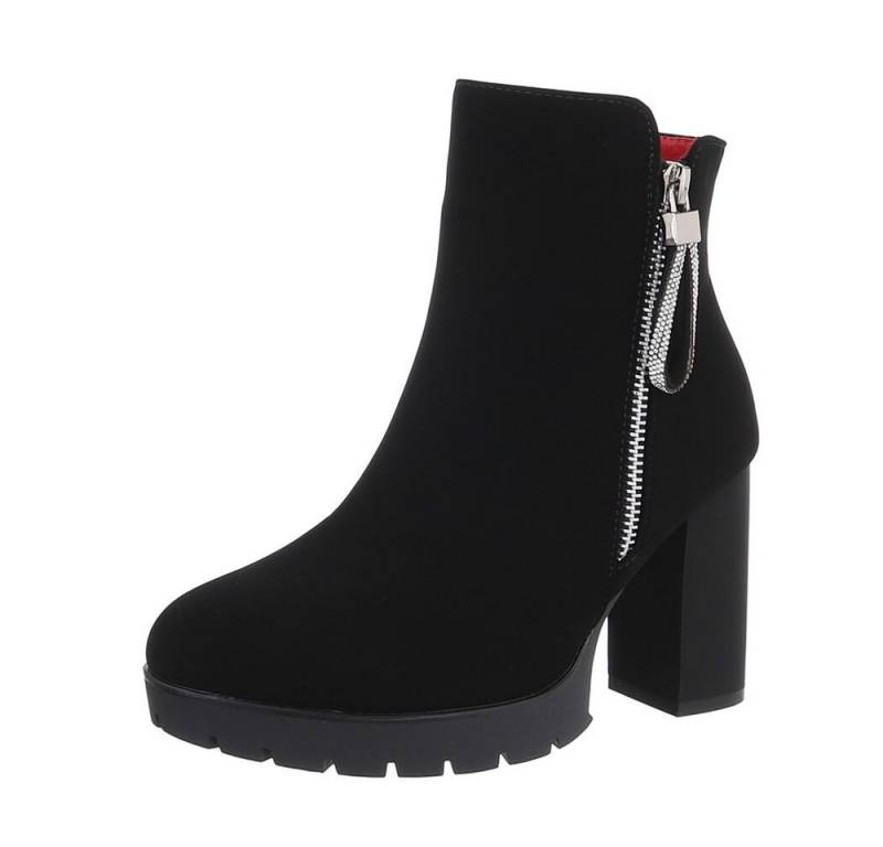 Ital-Design Damen Freizeit High-Heel-Stiefelette (87108553) Blockabsatz High-Heel Stiefeletten in Schwarz von Ital-Design