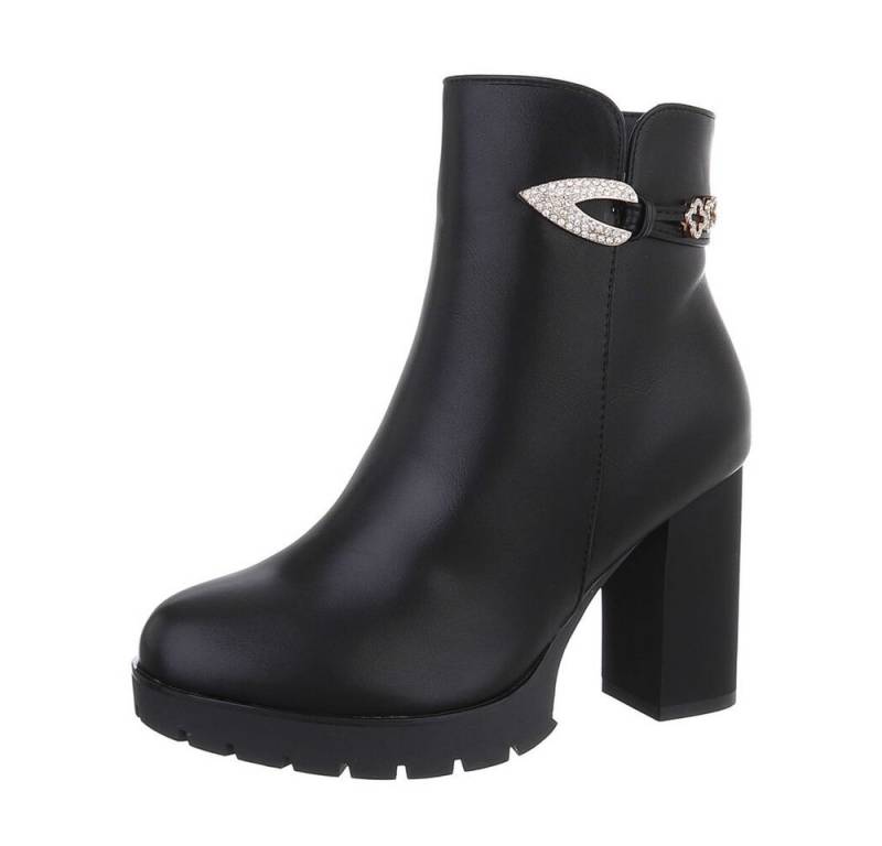 Ital-Design Damen Freizeit High-Heel-Stiefelette (87108570) Blockabsatz High-Heel Stiefeletten in Schwarz von Ital-Design