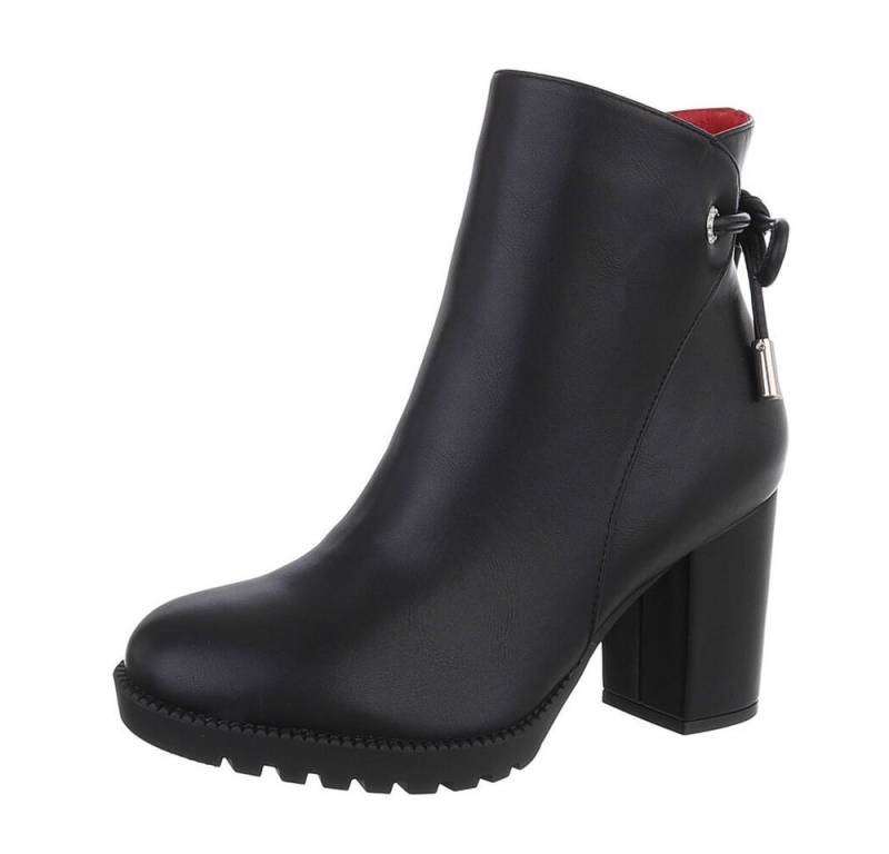 Ital-Design Damen Freizeit High-Heel-Stiefelette (87108577) Blockabsatz High-Heel Stiefeletten in Schwarz von Ital-Design