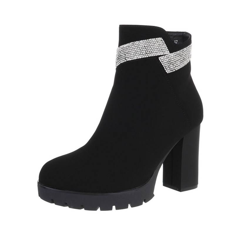Ital-Design Damen Freizeit High-Heel-Stiefelette (87108950) Blockabsatz High-Heel Stiefeletten in Schwarz von Ital-Design