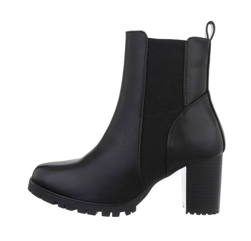 Ital-Design Damen Freizeit High-Heel-Stiefelette Blockabsatz High-Heel Stiefeletten in Schwarz von Ital-Design