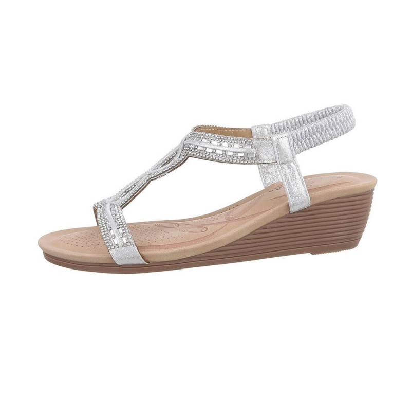 Ital-Design Elegante Wedge-Sandalen mit Komfort- und Stilelementen Keilsandalette (86016646) Keilabsatz/Wedge Keilsandaletten in Silber von Ital-Design