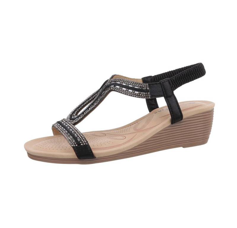 Ital-Design Damen Freizeit Keilsandalette (86016667) Keilabsatz/Wedge Keilsandaletten in Schwarz von Ital-Design