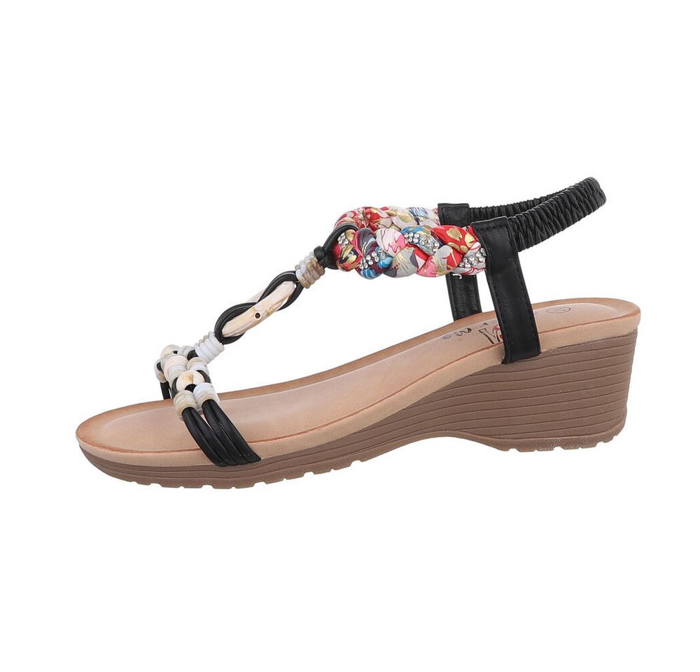 Ital-Design Damen Freizeit Keilsandalette (86016711) Keilabsatz/Wedge Keilsandaletten in Schwarz von Ital-Design