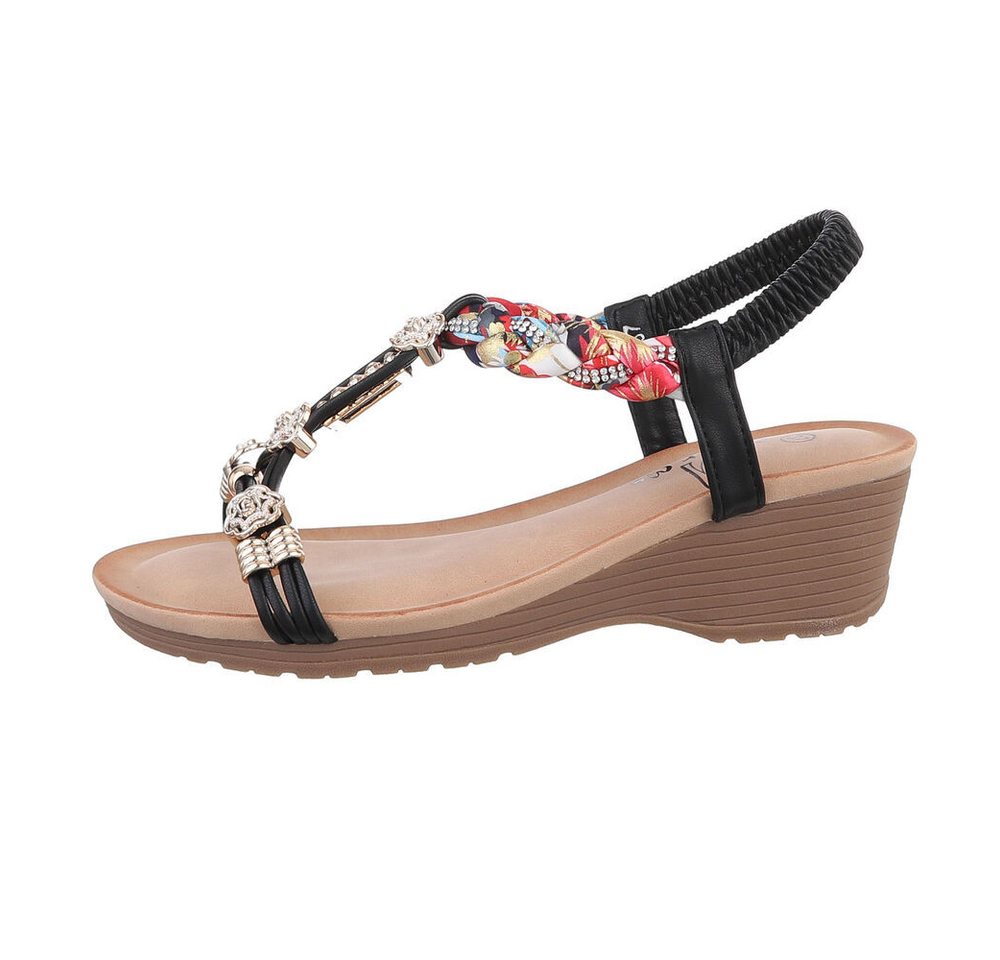 Ital-Design Damen Freizeit Keilsandalette (86016737) Keilabsatz/Wedge Keilsandaletten in Schwarz von Ital-Design
