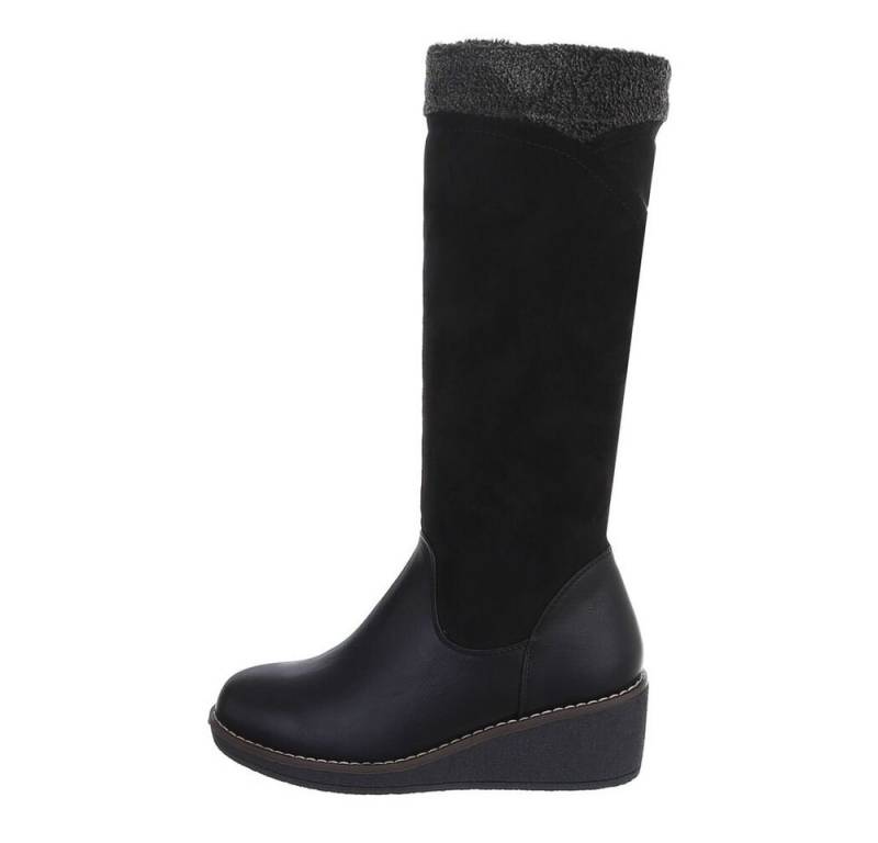 Ital-Design Damen Freizeit Keilstiefel (81809807) Keilabsatz/Wedge Keilstiefel in Schwarz von Ital-Design