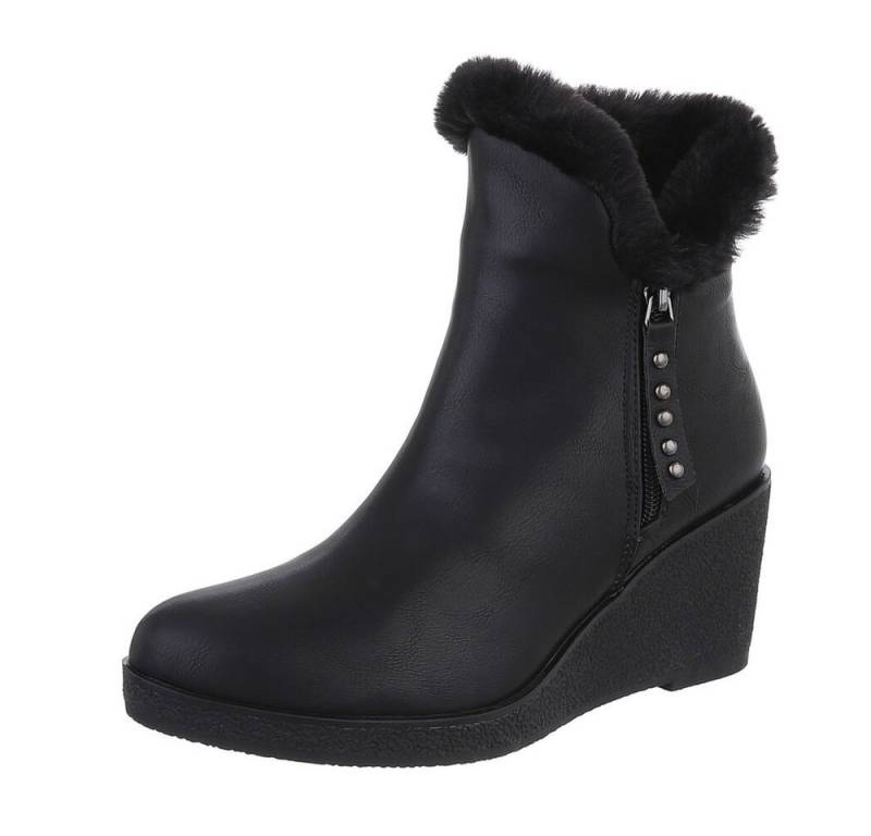 Ital-Design Damen Freizeit Keilstiefelette (87108694) Keilabsatz/Wedge High-Heel Stiefeletten in Schwarz von Ital-Design