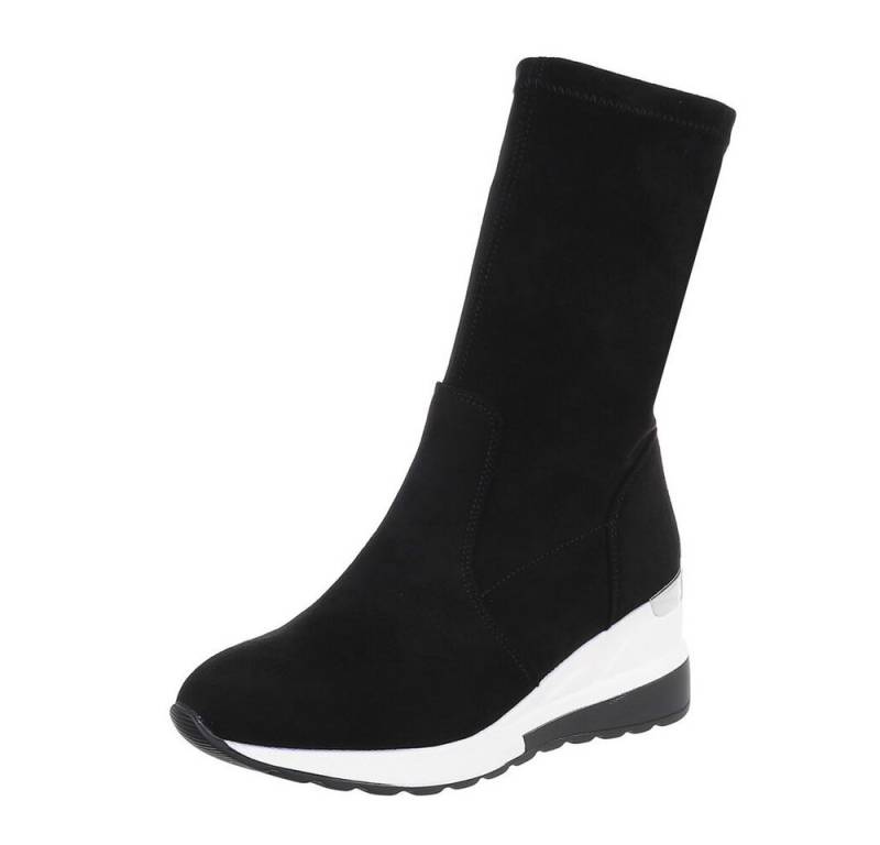 Ital-Design Damen Freizeit Keilstiefelette (87284111) Keilabsatz/Wedge Keilstiefeletten in Schwarz von Ital-Design