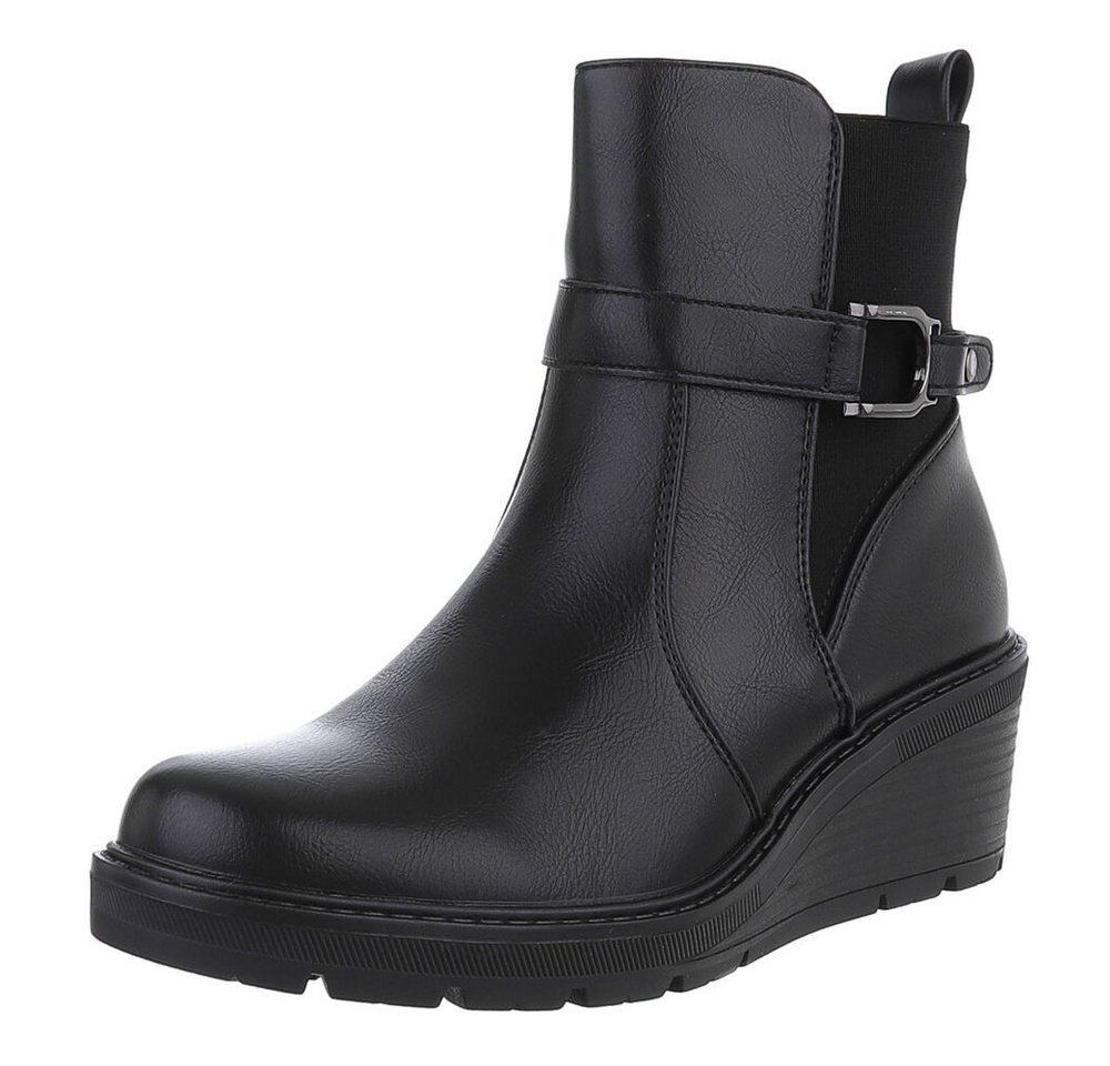Ital-Design Damen Freizeit Keilstiefelette (88577499) Keilabsatz/Wedge Stiefeletten in Schwarz von Ital-Design