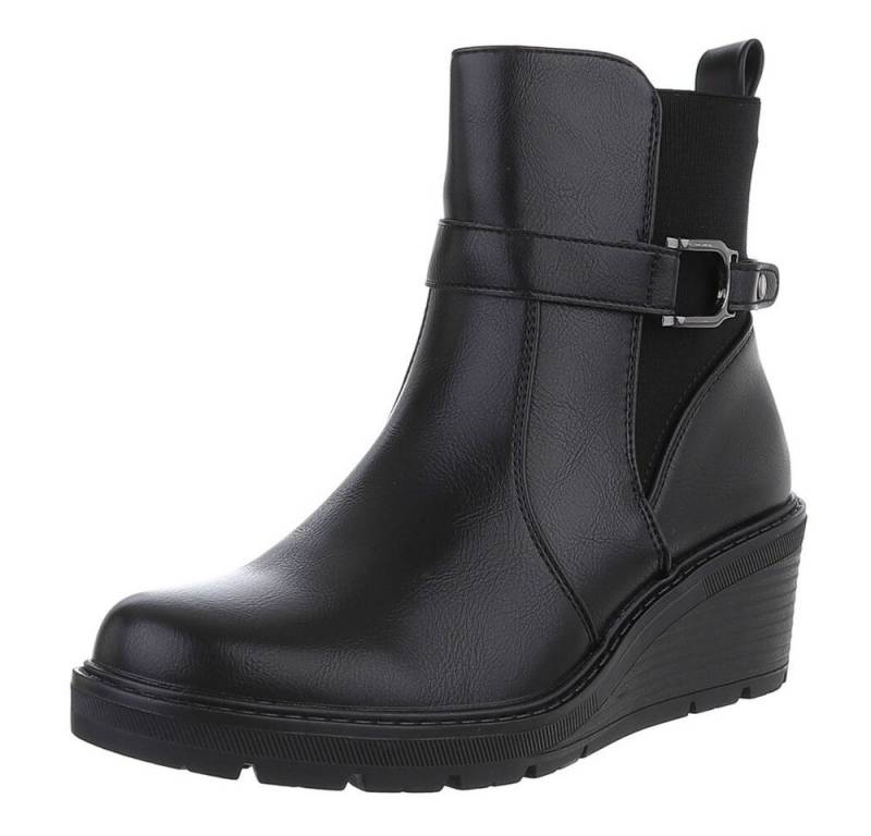 Ital-Design Damen Freizeit Keilstiefelette (88577499) Keilabsatz/Wedge Stiefeletten in Schwarz von Ital-Design