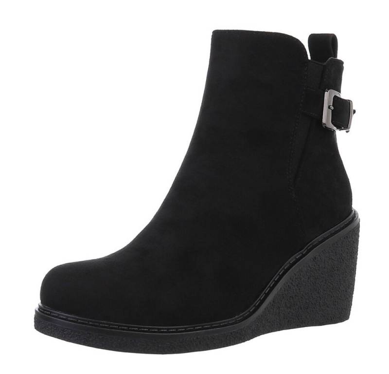 Ital-Design Damen Freizeit Keilstiefelette (88671985) Keilabsatz/Wedge Stiefeletten in Schwarz von Ital-Design