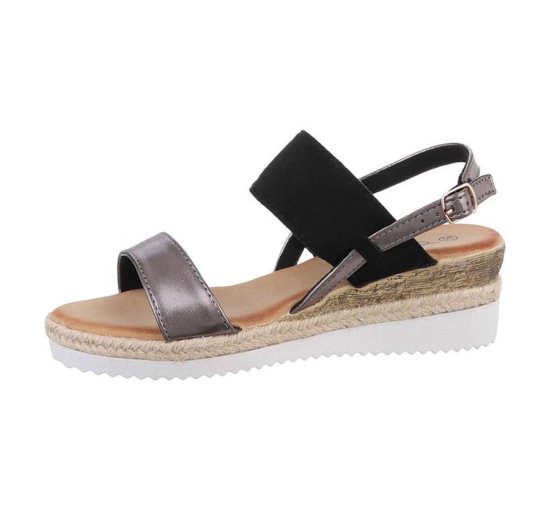 Ital-Design Damen Freizeit Plateausandaletten (86017050) Keilabsatz/Wedge Keilsandaletten in Schwarz von Ital-Design