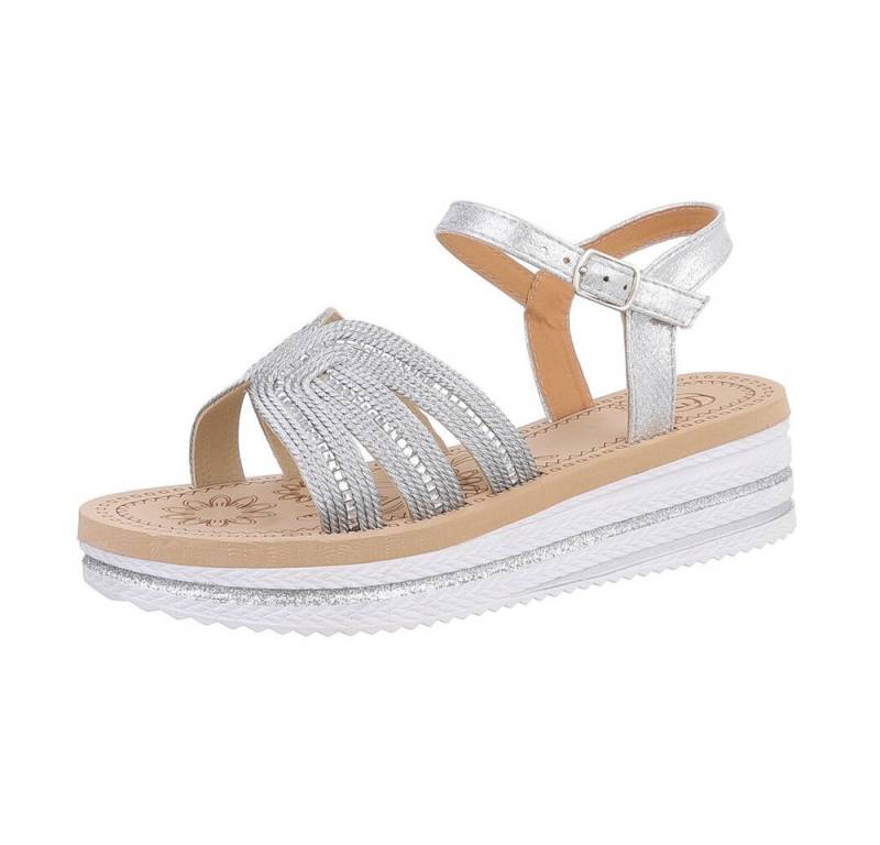 Ital-Design Damen Freizeit Plateausandaletten (86526975) Keilabsatz/Wedge Keilsandaletten in Silber von Ital-Design