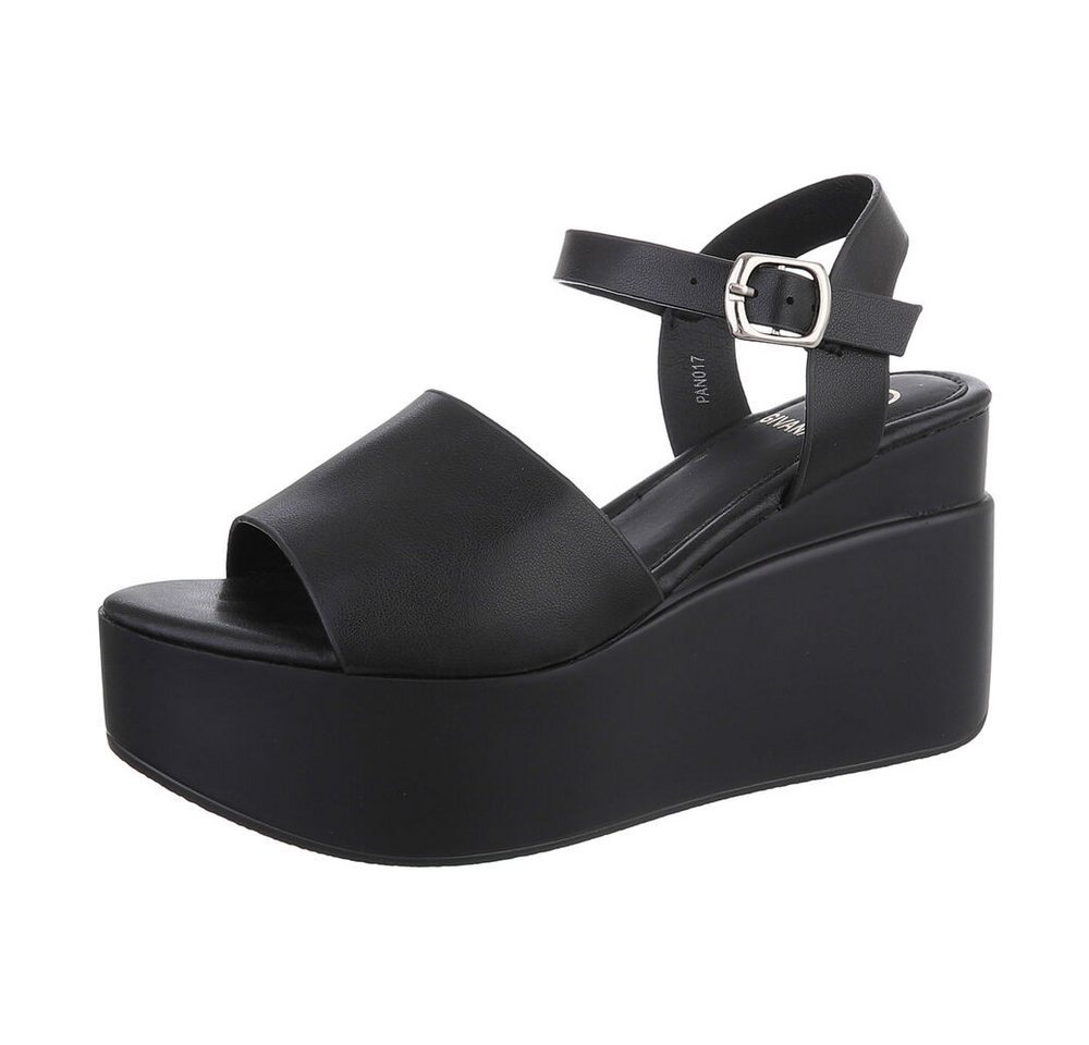 Ital-Design Damen Freizeit Plateausandaletten (86706285) Keilabsatz/Wedge Keilsandaletten in Schwarz von Ital-Design