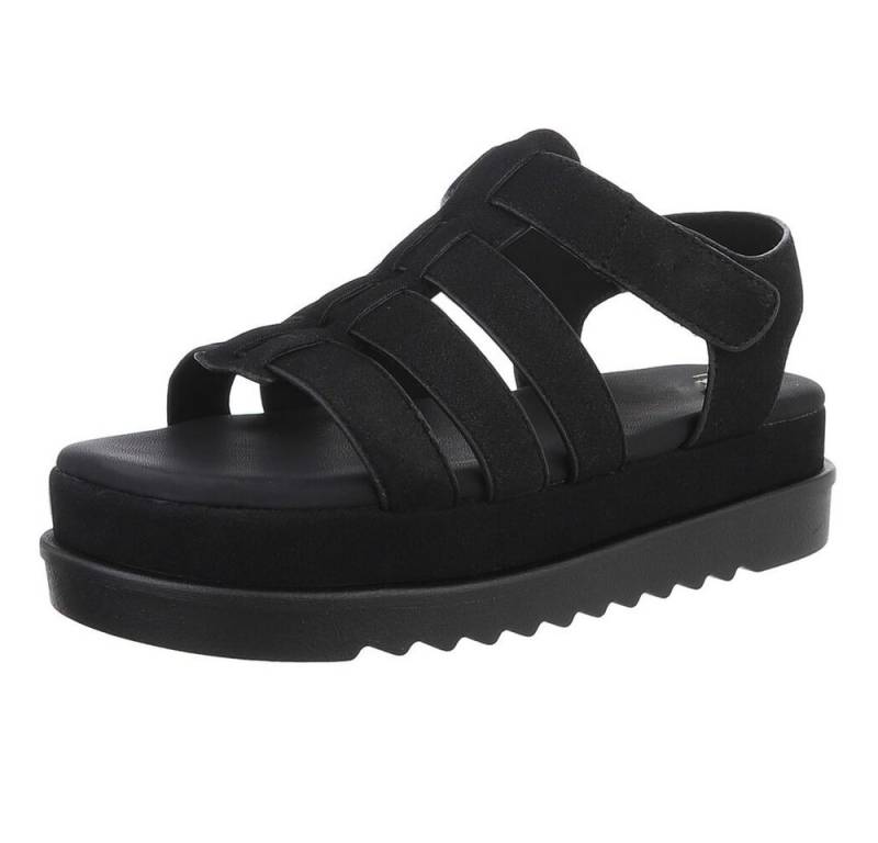 Ital-Design Moderne Plateausandalen mit geflochtenen Riemen für Damen Plateausandaletten (89368508) Flach Plateausandaletten in Schwarz von Ital-Design