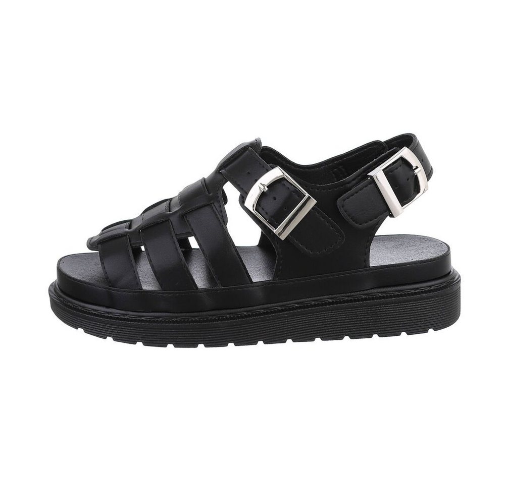 Ital-Design Damen Freizeit Plateausandaletten Flach Plateausandaletten in Schwarz von Ital-Design