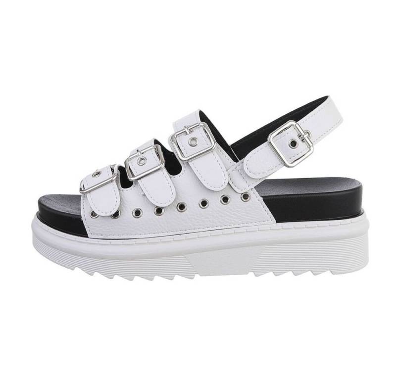 Ital-Design Damen Freizeit Plateausandaletten Flach Plateausandaletten in Weiß von Ital-Design