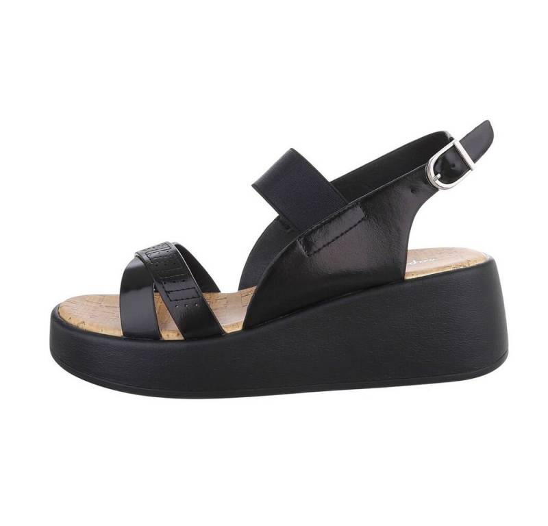 Ital-Design Damen Freizeit Plateausandaletten Keilabsatz/Wedge Keilsandaletten in Schwarz von Ital-Design