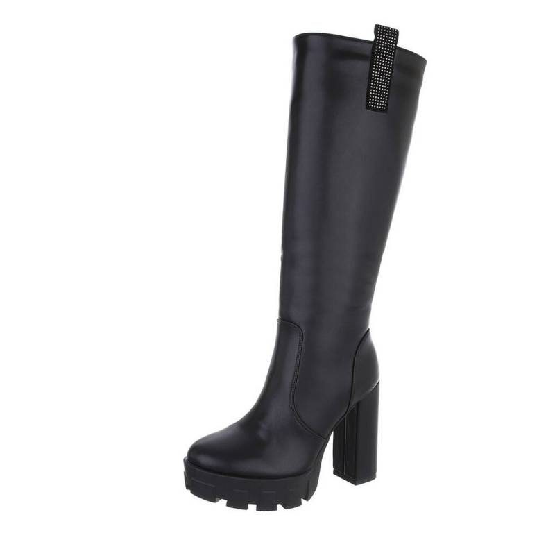 Ital-Design Damen Freizeit Plateaustiefel (87108629) Blockabsatz High-Heel Stiefel in Schwarz von Ital-Design