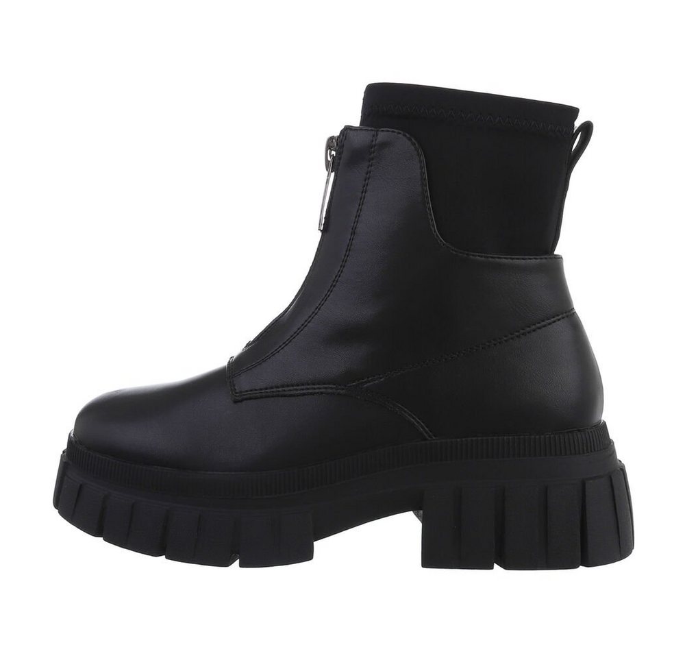 Ital-Design Damen Freizeit Plateaustiefelette (81409922) Blockabsatz Plateaustiefeletten in Schwarz von Ital-Design