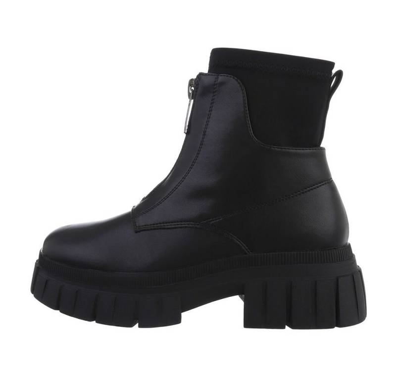 Ital-Design Damen Freizeit Plateaustiefelette (81409923) Blockabsatz Plateaustiefeletten in Schwarz von Ital-Design
