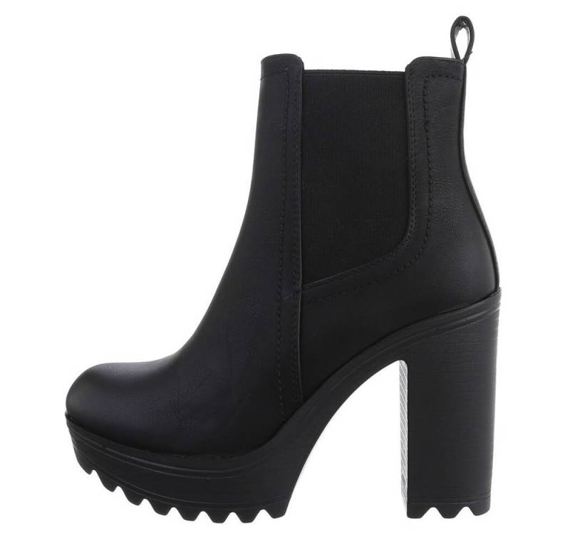 Ital-Design Damen Freizeit Plateaustiefelette (81775053) Blockabsatz High-Heel Stiefeletten in Schwarz von Ital-Design