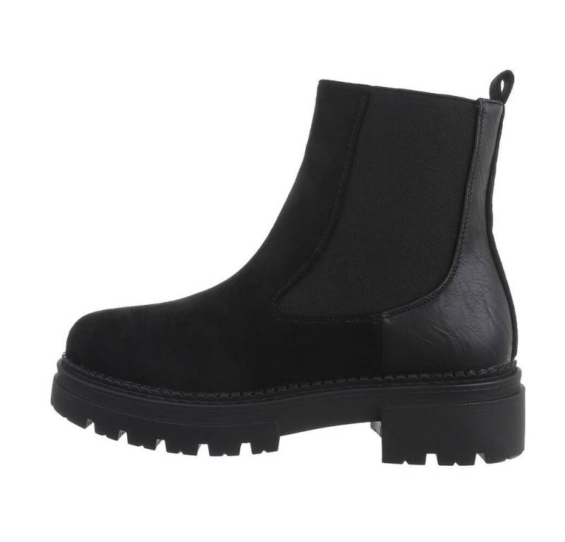 Ital-Design Damen Freizeit Plateaustiefelette (81809984) Blockabsatz Plateaustiefeletten in Schwarz von Ital-Design