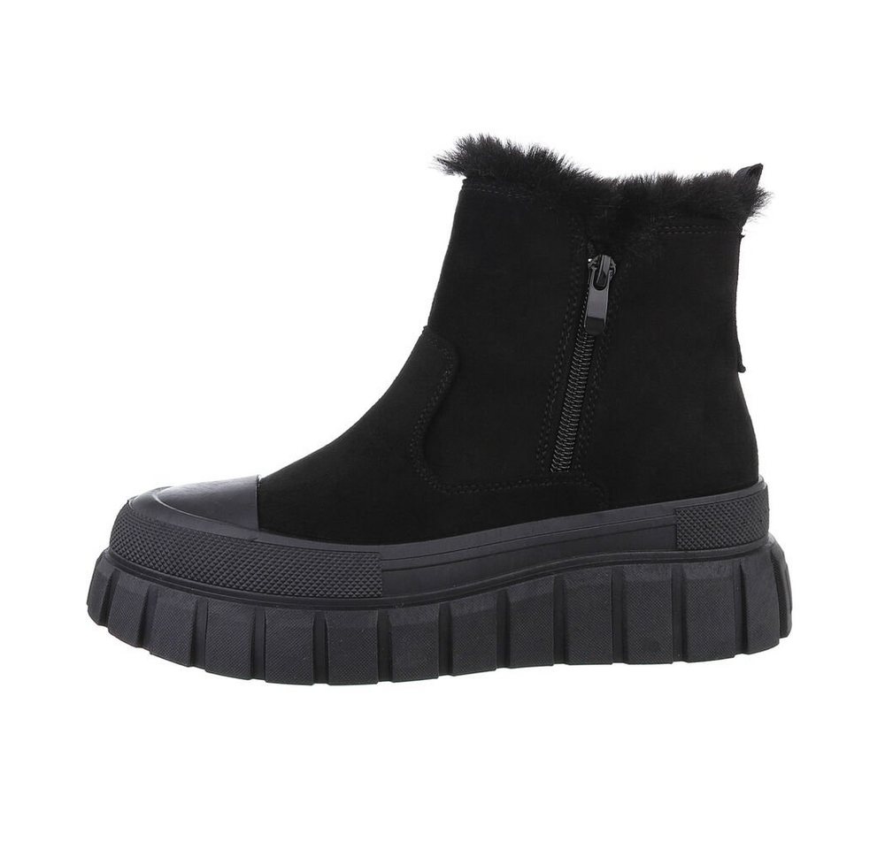 Ital-Design Damen Freizeit Plateaustiefelette (84160622) Flach Plateaustiefeletten in Schwarz von Ital-Design