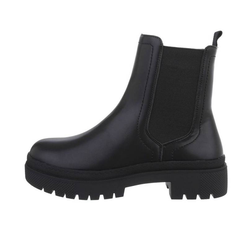 Ital-Design Damen Freizeit Plateaustiefelette (84206518) Blockabsatz Plateaustiefeletten in Schwarz von Ital-Design
