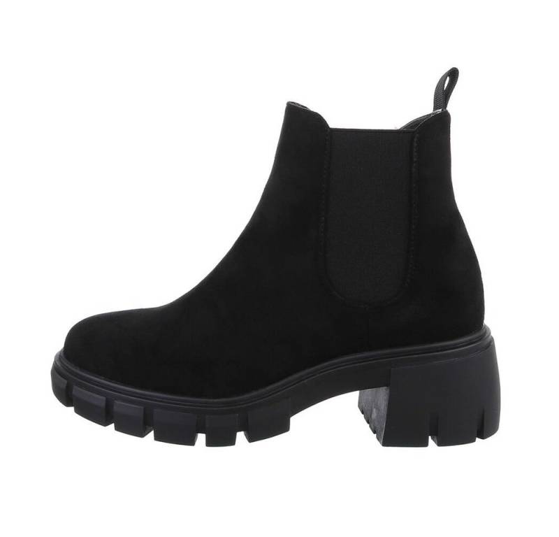 Ital-Design Damen Freizeit Plateaustiefelette (84556866) Blockabsatz Plateaustiefeletten in Schwarz von Ital-Design