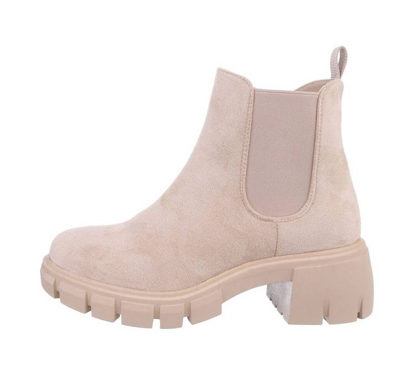Ital-Design Damen Freizeit Plateaustiefelette (84556875) Blockabsatz Plateaustiefeletten in Beige von Ital-Design