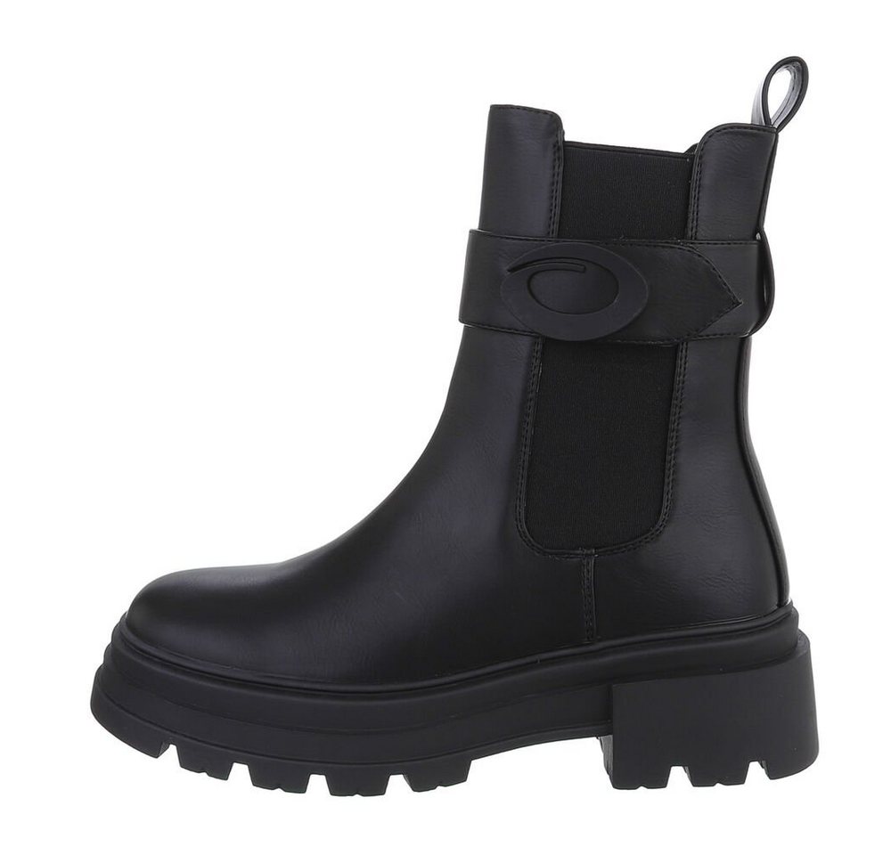 Ital-Design Damen Freizeit Plateaustiefelette (84648323) Blockabsatz Plateaustiefeletten in Schwarz von Ital-Design