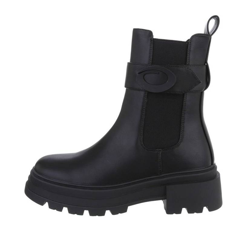 Ital-Design Damen Freizeit Plateaustiefelette (84648323) Blockabsatz Plateaustiefeletten in Schwarz von Ital-Design