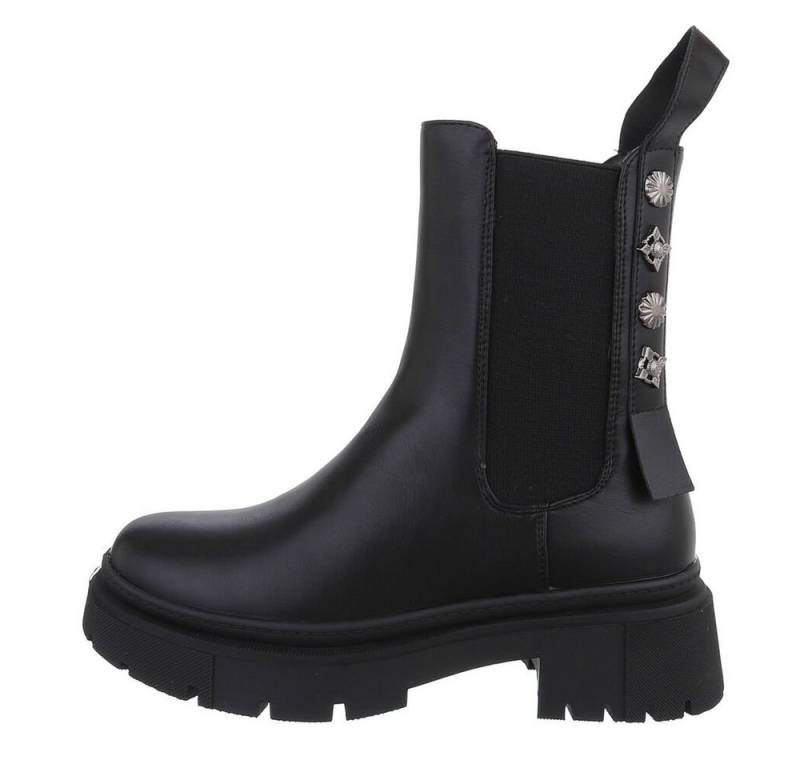 Ital-Design Damen Freizeit Plateaustiefelette (84648354) Blockabsatz Plateaustiefeletten in Schwarz von Ital-Design