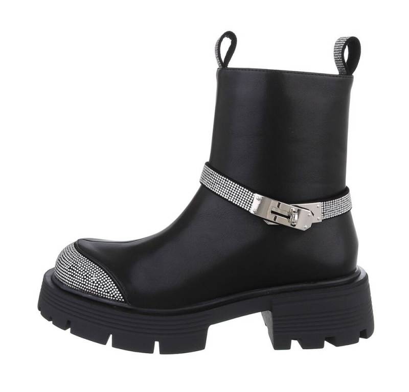 Ital-Design Damen Freizeit Plateaustiefelette (84648461) Blockabsatz Plateaustiefeletten in Schwarz von Ital-Design
