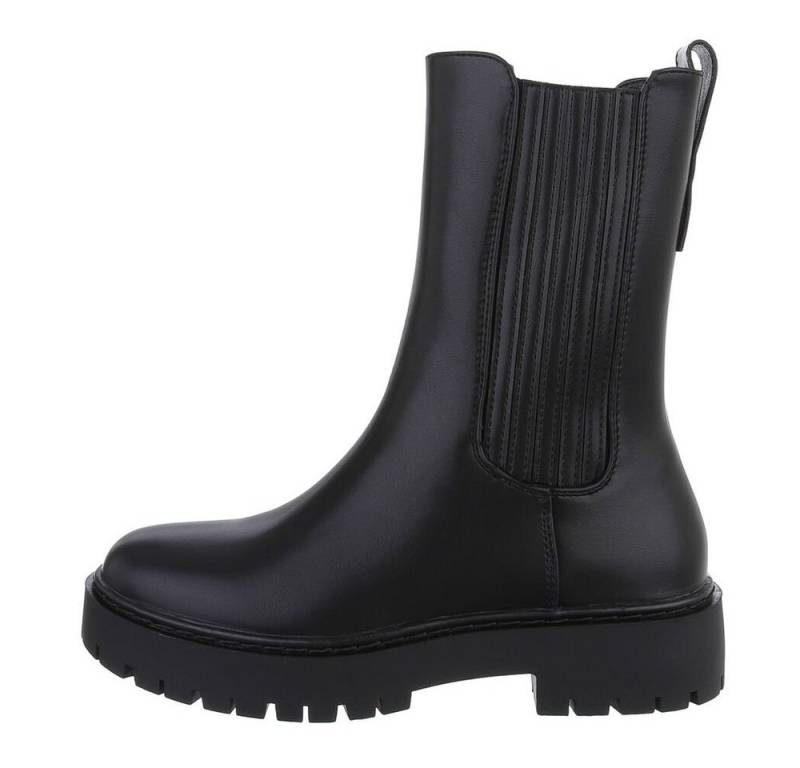 Ital-Design Damen Freizeit Plateaustiefelette (84989619) Blockabsatz Plateaustiefeletten in Schwarz von Ital-Design