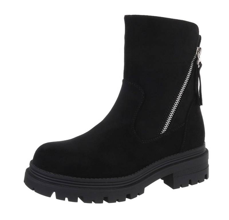 Ital-Design Damen Freizeit Plateaustiefelette (87108639) Blockabsatz Plateaustiefeletten in Schwarz von Ital-Design