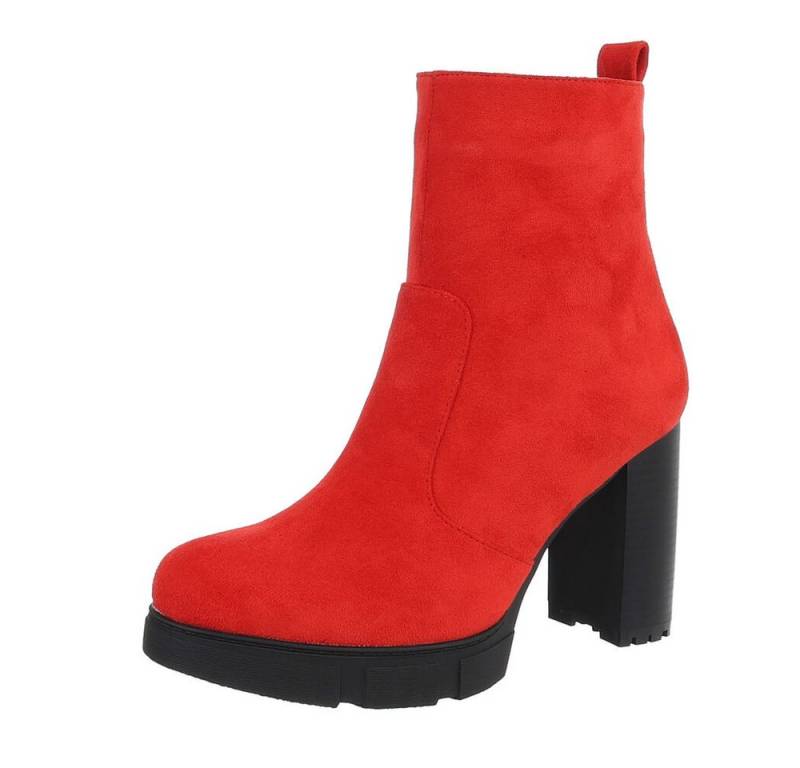 Ital-Design Damen Freizeit Plateaustiefelette (87108742) Blockabsatz High-Heel Stiefeletten in Rot von Ital-Design