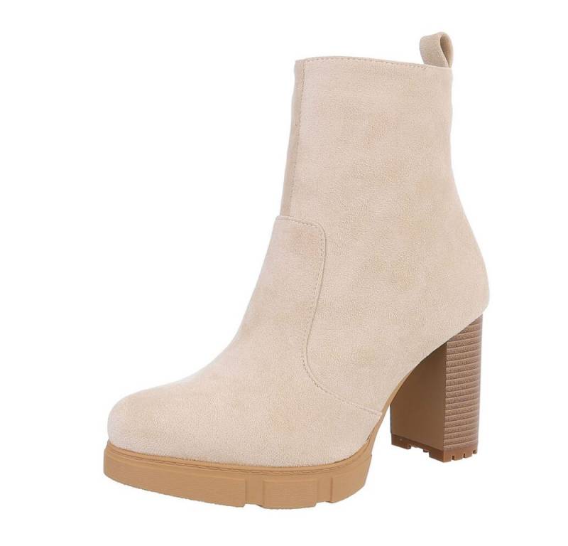 Ital-Design Damen Freizeit Plateaustiefelette (87108755) Blockabsatz High-Heel Stiefeletten in Beige von Ital-Design